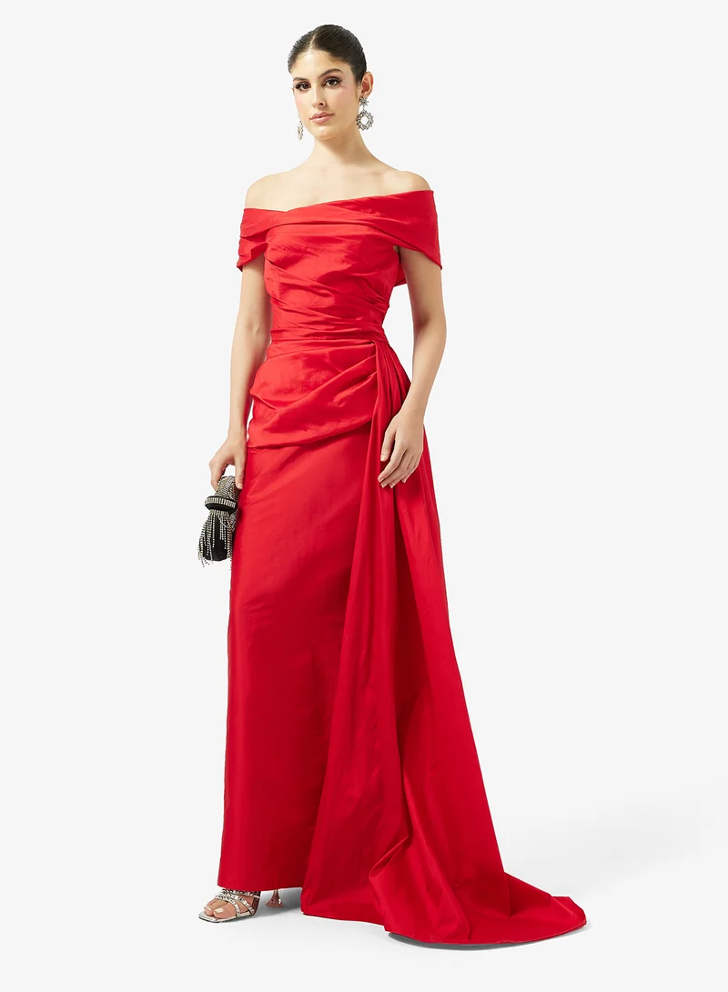 Namshi x  Off Shoulder Draped Gown With Trail for Women | Best Price UAE